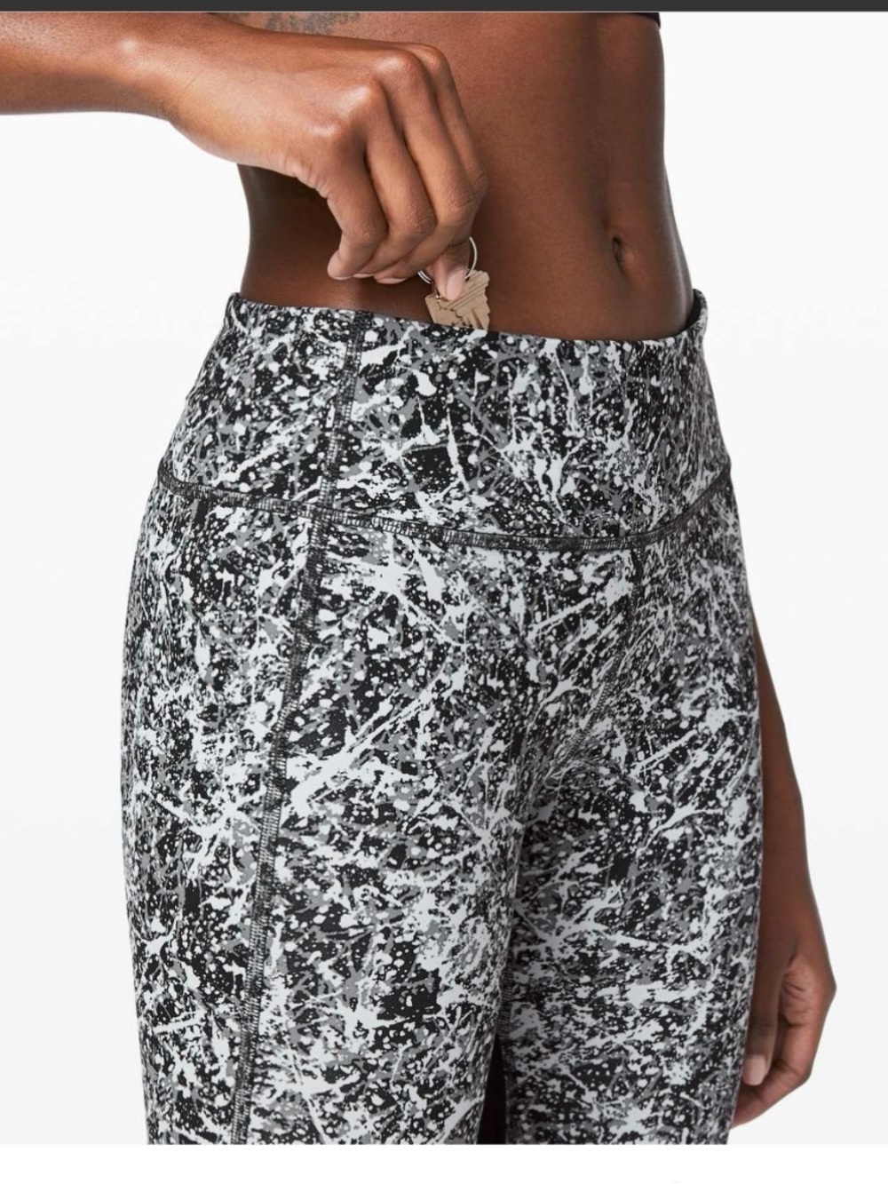 Lululemon Pace Rival Crop 22" Leggings Paint Splash Silver Multi Black Sz 2 - Picture 3 of 14